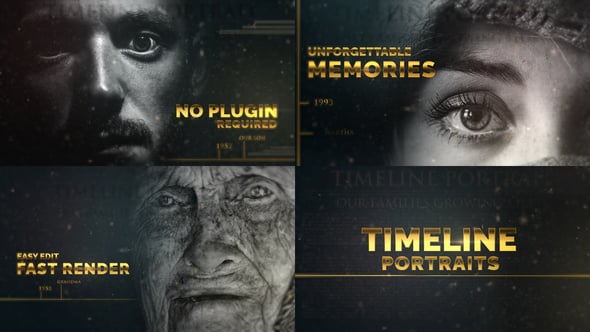 时间线介绍历史人物宣传纪录片视频AE模板 Timeline Portraits Slideshow
