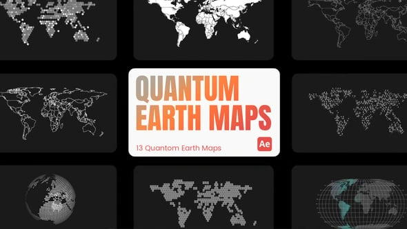 AE模板 量子地球地图 赛博朋克风 未来科幻项目世界地图背景模板