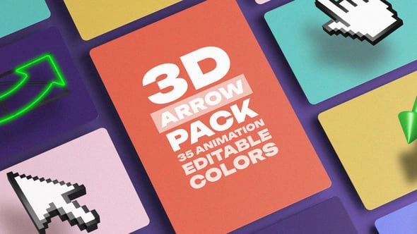 AE模板 3D箭头图标 像素标记 游标动画模板