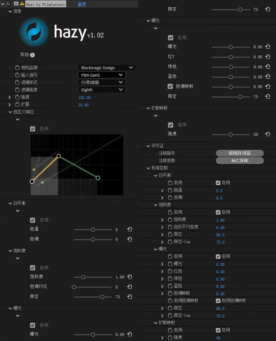 梦幻柔光电影朦胧散射滤镜复古调色AE/PR插件 FilmConvert Hazy v1.02 Win/Mac汉化版