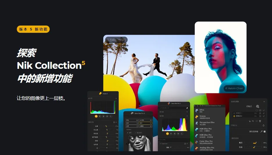 人像风光摄影降噪锐化全功能调色PS插件套装 Nik Collection 5.7.0 中文版 支持Win/Mac