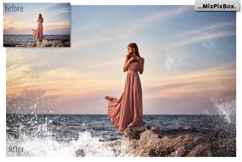 20张高清海浪浪花瀑布水花飞溅摄影后期叠加合成素材 Water Splash Photo Overlays