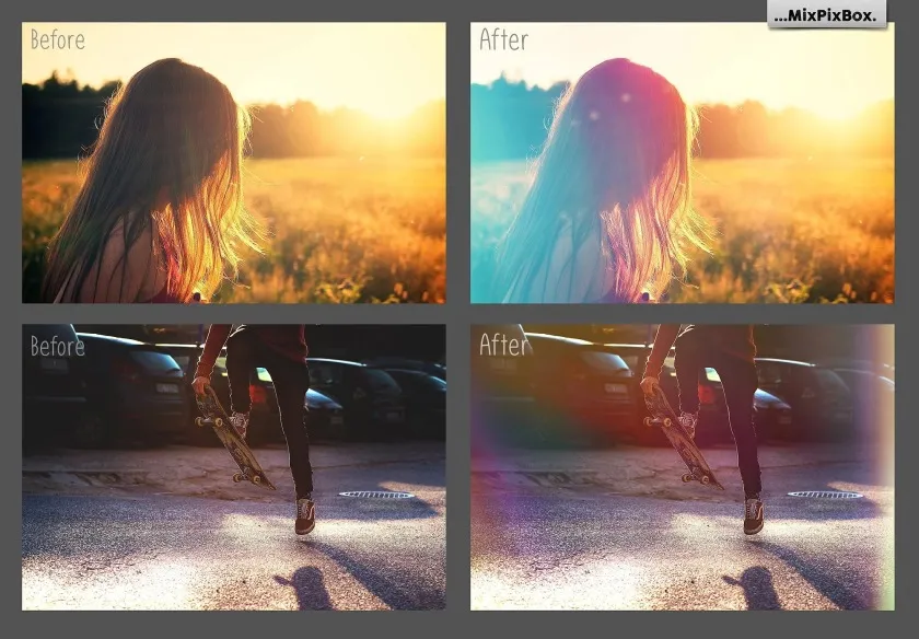 100+张高清眩光闪耀漏光叠加合成背景素材 100 Light Leaks Photo Overlays