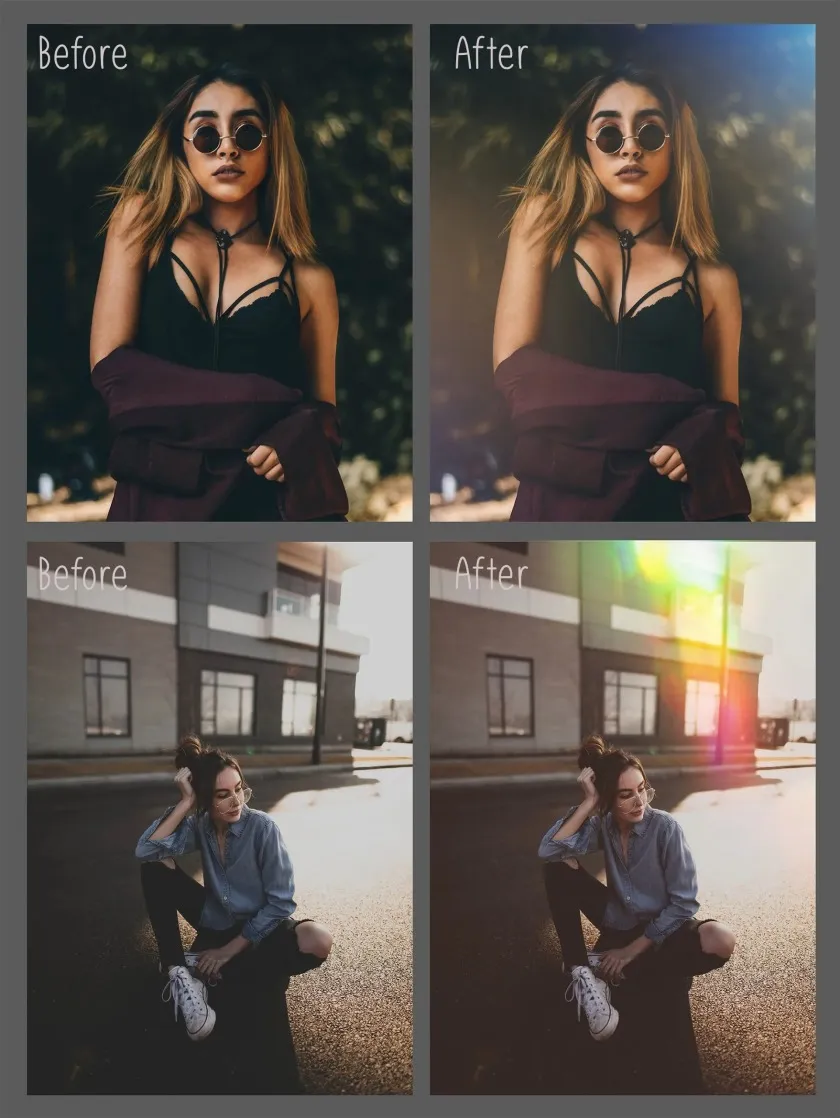 100+张高清眩光闪耀漏光叠加合成背景素材 100 Light Leaks Photo Overlays