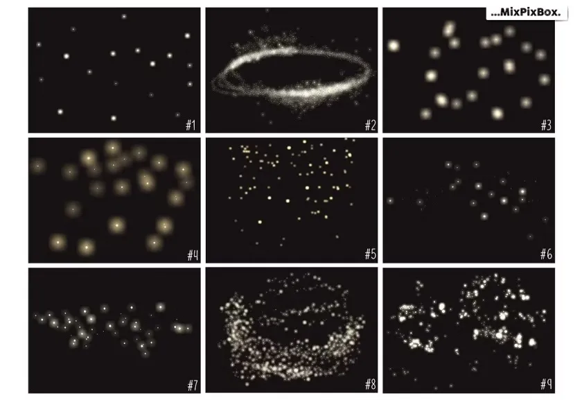 20张浪漫唯美泛光微光光斑金色萤火虫粒子光效后期合成素材 Golden Fireflies Photo Overlays