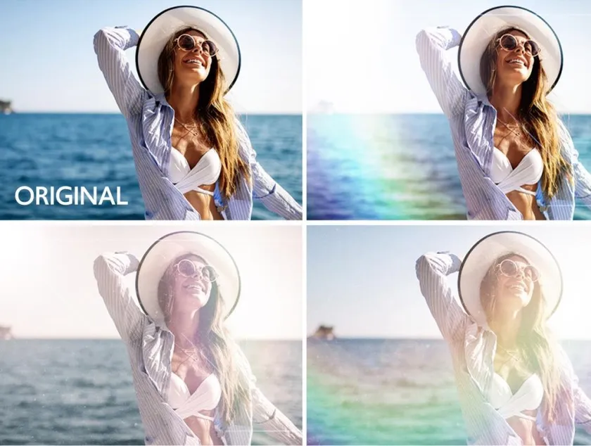 彩虹光漏光高清叠加合成素材 Rainbow Light Leak Overlay Bundle