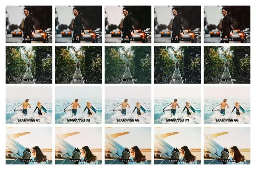 20个INS旅行人文风光后期调色Lightroom预设及视频调色LUT预设 Travel Influencer Starter Kit – 20 Lightroom Presets and LUTs