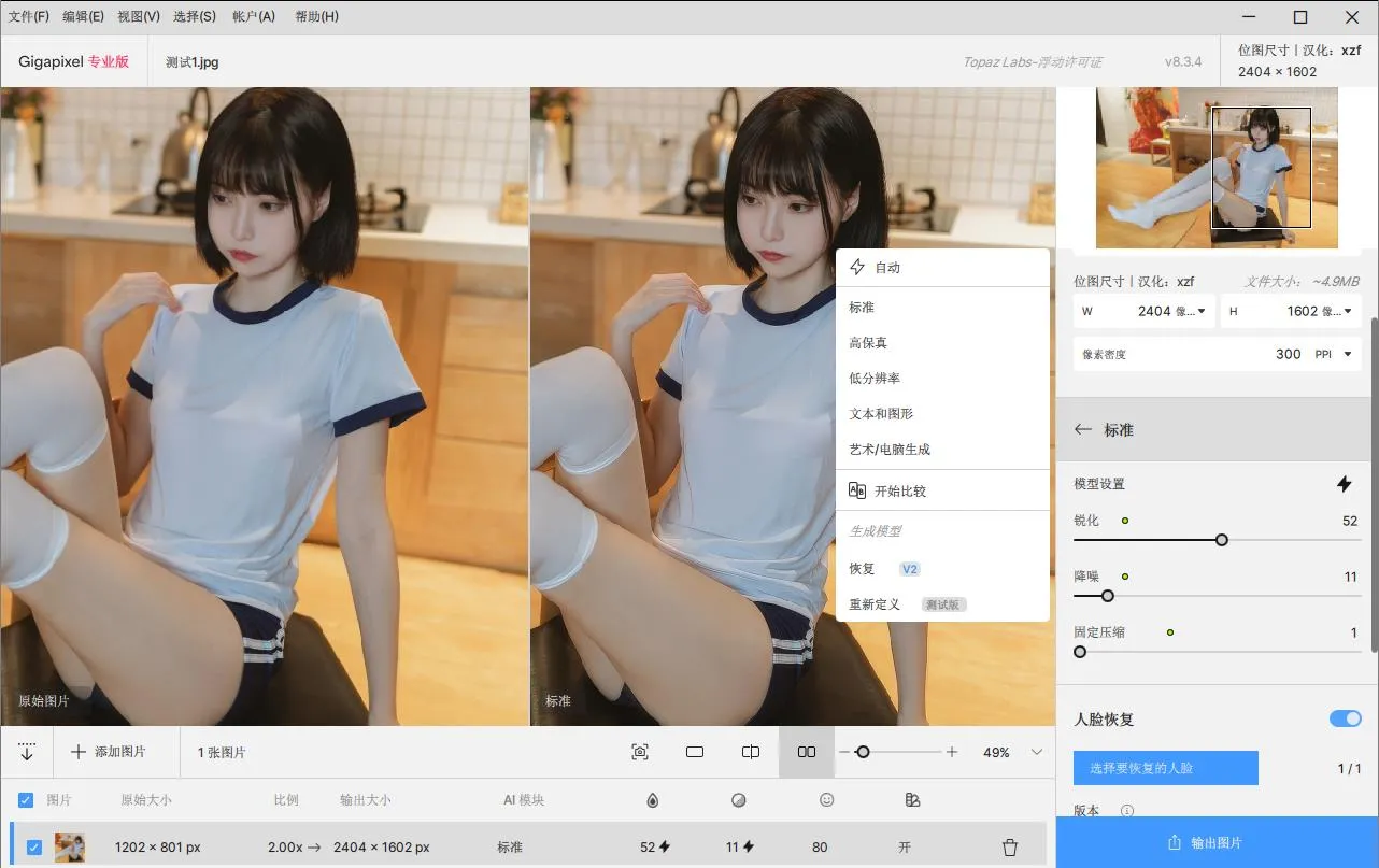 Topaz Gigapixel AI 8.3.4 汉化版 人工智能图像无损放大软件/PS插件 Win/Mac中文版下载