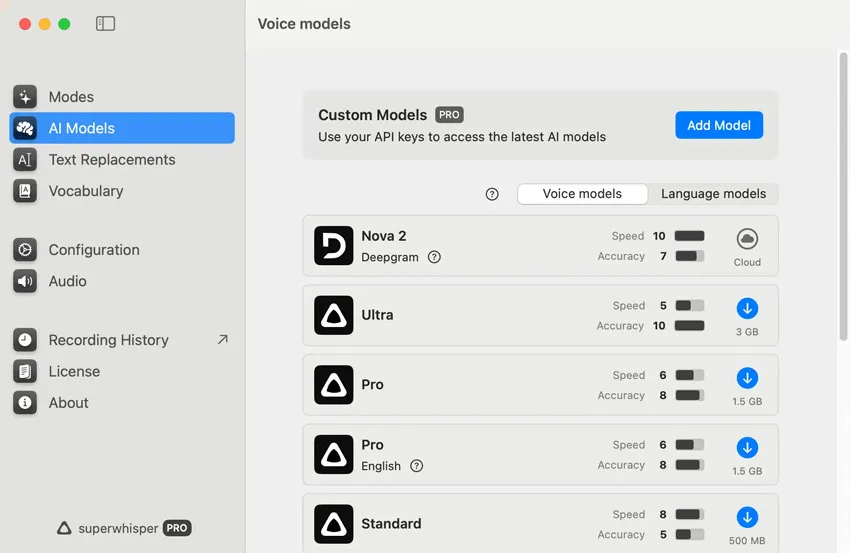 superwhisper v1.46.2 英文破解版 Mac 语音识别转文字系统 语音转录工具