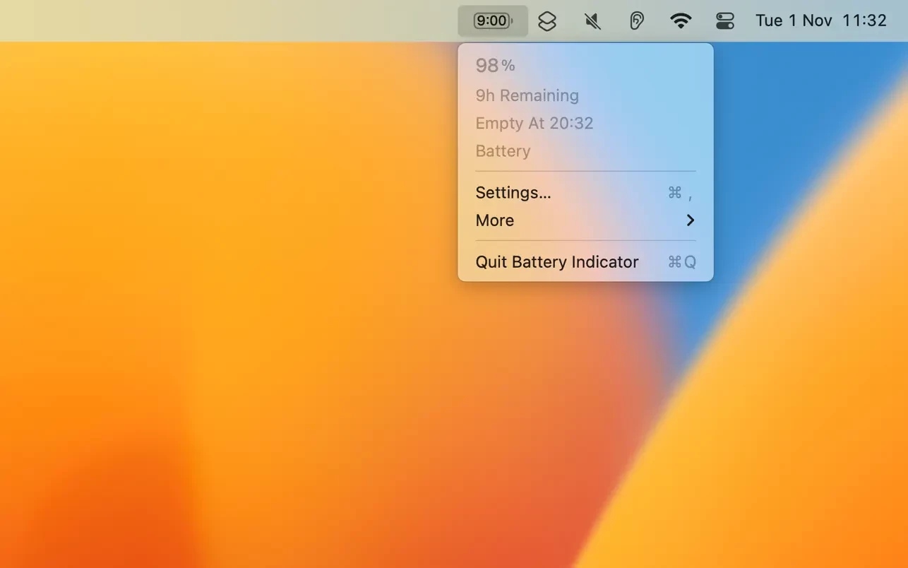 Battery Indicator v2.18.0 激活版 Mac菜单电池电量显示及提醒工具